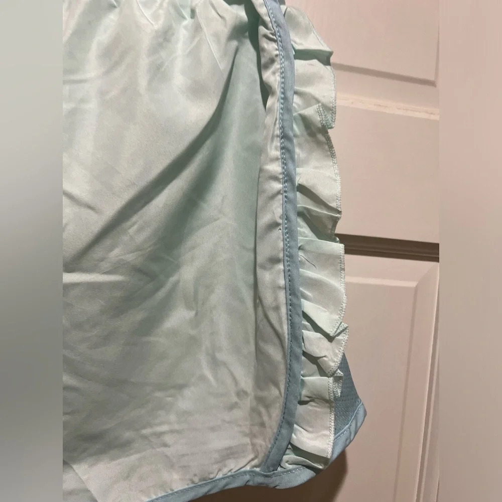 NWT Simply Southern Preppy Ruffle Short Blue Green Glass Size XL - Picture 4 of 6